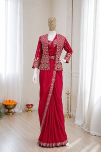 Chaqueta estilo boutique india, sari de seda, sari de boda, sari estilo Bollywood, sari elegante, ropa de fiesta en la playa para mujer, ropa étnica. - Product Image 5