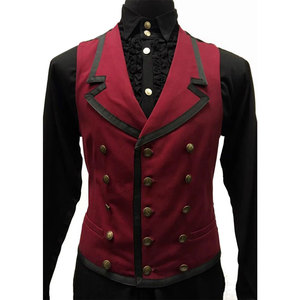 <b>GOTHIC</b> MEN'S WHOLESALE BURGUNDY RETRO VICTORIAN PIRAT STEAMPUNK VEST VAMPIRE STYLE OEM ODM - Product Image 5