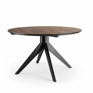 Mesa de centro redonda de madera premium, minimalista, de madera maciza de teca, mesa de té circular para sala de estar, mesa baja con estructura central para espacios y unidades. - Product Image 1