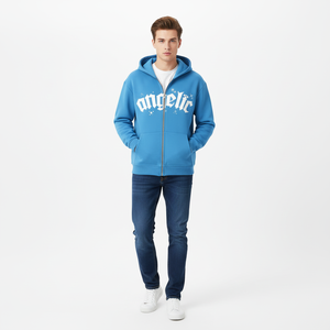 Sudadera con capucha y cremallera extragrande para hombre, con logo personalizado en la parte delantera, de algodón, corte holgado, estilo casual urbano. - Product Image 6