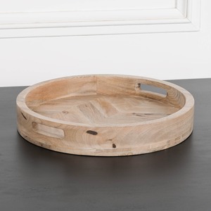Plateau de service carré en bois artisanal FAIZA CRAFT, écologique, durable et éco-responsable, idéal pour les moments de thé, les repas et une utilisation décorative. - Product Image 1