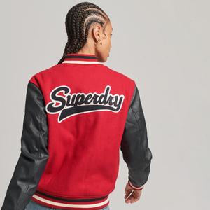 Trendy Custom <b>Women</b> Varsity <b>Jacket</b> with <b>Embroidered</b> Logo, Warm Fleece Baseball Varsity <b>Jacket</b> <b>for</b> Casual Wear - Product Image 3