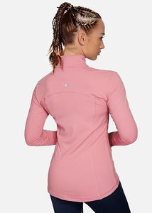 Camiseta Deportiva de Manga Larga con Cuello Alto y Cremallera para Mujer, Color Rosa, Transpirable, de Spandex y Poliéster, Ajuste Ceñido, Estilo Casual - Product Image 3