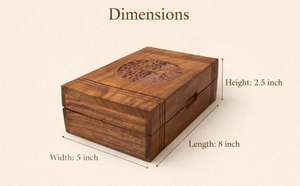 Budget Handmade Wooden <b>Treasure</b> <b>Chest</b> for Jewelry, Coins, Trinkets and Small Collectibles with Vintage Carved Decoration - Product Image 2