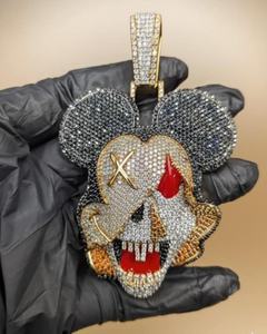Colgante 3D de dibujos animados con incrustaciones de moissanita, estilo Hip Hop, joyería de rapero, colgante personalizado de Mickey Mouse en plata 925 - Product Image 6
