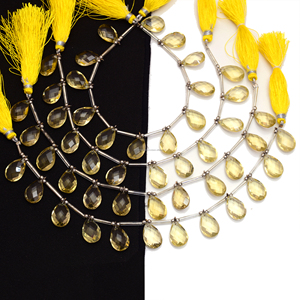 Haute qualité 8 pouces 15X10mm or vert naturel à facettes en forme de poire cristal pierres précieuses perles de pierre brin prix de lot de gros - Product Image 4