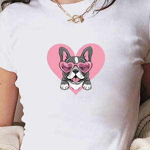Linda Camiseta corta de moda para mujer con ilustración de Bulldog Francés - Product Image 2