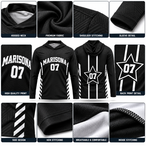 Custom Sublimated Basketball Hooded <b>Shooting</b> Shirt Long <b>Sleeve</b> Team Warm Up Jersey Lightweight Training Top OEM ODM - Product Image 3