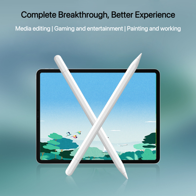 Wireless Magnetic + Type C Charging Capacitive Pen for Latest iPad Models Replaceable Nib Tilt Angle Sensing for Metal