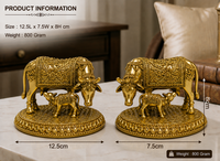 Patung Sapi dan Anak Sapi dari Kuningan Murni, Berlapis Emas, Buatan Tangan, Dekorasi Meja Tradisional, Hadiah Spiritual untuk Pernikahan dan Ulang Tahun