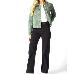Women's Crop <b>Denim</b> <b>Jacket</b> 2025 Fashion Washed Jeans <b>Jacket</b> Ladies Long Sleeve <b>Cropped</b> <b>Denim</b> <b>Jacket</b> OEM Serviced - Product Image 1