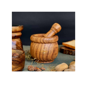 Mortero y Pilón de Madera de Coco Premium, Hechos a Mano, Naturales, para Cocina, para Distribución al por Mayor - Product Image 3