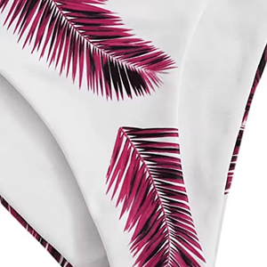Conjunto de bikini con estampado tropical para mujer, traje de baño de dos piezas, traje de baño para playa, traje de baño para mujer, traje de baño bikini, color burdeos - Product Image 4