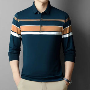 <b>Long</b>-<b>sleeved</b> <b>Striped</b> Cotton Loose Pocket Polo <b>Shirt</b> Men's <b>T</b>-<b>shirt</b> Top For Men Casual Wear <b>Shirt</b> For Men - Product Image 5