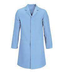 Pearl Wears Blouse médicale unisexe bleue à manches longues, en toile de coton et polyester tissée, avec détection de taches - Product Image 5
