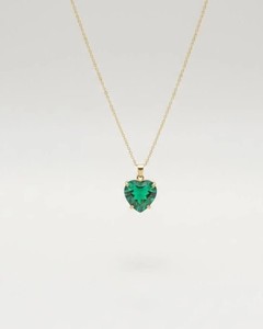 Lab Grown <b>Emerald</b> Heart <b>Pendant</b> Necklace Synthetic Green Gemstone Jewelry Romantic Gift Wholesale Supplier - Product Image 3