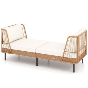 Divanetto da Esterno a 2 Posti in Vimini PE con Schienale e Braccioli a Doppia Funzione - Product Image 3