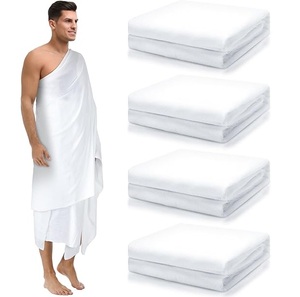 Ihram ethnique blanc en pur coton, 2 pièces, qualité supérieure, pour le Hajj et la Omra, serviette respirante en vente - Product Image 2