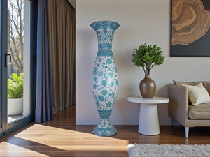 Vase de sol en porcelaine traditionnelle, motif floral bleu et blanc, 24 pouces, émaillé, exquis, durable, décoration d'intérieur - Product Image 5