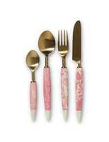 Ensemble de couverts en métal durable avec manches en résine, 4 pièces, couverts en acier inoxydable de qualité alimentaire, pour la table à manger