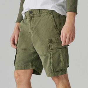 Pantalones cortos vintage informales de lona en blanco para hombre, ropa de calle de verano al por mayor, con bolsillos, transpirables, secado rápido, cintura elástica, 100% algodón - Product Image 1