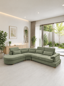 Sofá Esquinero Moderno en Forma de L, Modelo Montecarlo Sage, Tapizado, Seccional, con Tela Personalizada, Muebles para Sala de Estar, Hotel, Villa, Casa - Product Image 2