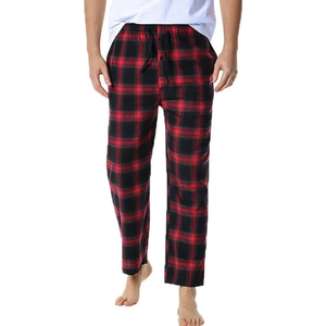 Eco-Friendly Canvas Flannel Trousers Pajama <b>Men's</b> Casual Sleepwear Mid Drawstring Straight Design Lightweight flannel trouser - Product Image 1