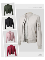 Chaqueta Bomber de Piel de Oveja y Gamuza de Alta Calidad para Mujer, con Bordados y Cadenas, Diseños Personalizables, Transpirable, Otoño/Invierno