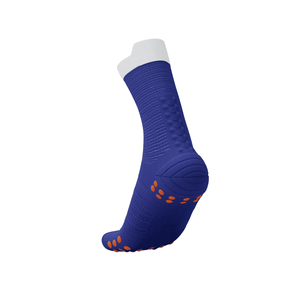 Anti-Slip Yoga <b>Socks</b> Ankle Length Solid Blue with Orange Grip Dots for Adults Knitted Polyester Material Anti Slip <b>Socks</b> - Product Image 3