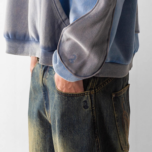 Sudadera con Capucha Oversize para Hombre, Diseño Color Block, Manga Raglán, Felpa de Algodón, Estilo Casual para Otoño, con Bolsillos - Product Image 3