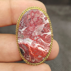 AAAAA Cabujón de latón ranurado de ágata Crazy Lace, piedra preciosa suelta de cristal curativo para la fabricación de joyas y engaste de bisel - Product Image 1