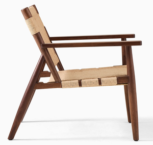 Fauteuil en bois moderne, structure en bois massif, assise tressée, design mid-century, chaise de salon, meubles faits à la main - Product Image 4