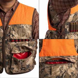 Chaleco de Caza de Algodón Encerado con Camuflaje Naranja Brillante para Hombre, con Bolsillo para Caza - Product Image 4