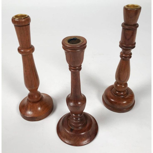 Ensemble de bougeoirs en bois fantaisie pour la décoration de la maison, finition naturelle faite à la main, pour bougies coniques, en promotion - Product Image 5