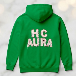 Top Demand Top Selling Sustainable Green Color Custom Chenille Embroidery Logo Patch Professional Premium Quality <b>Hoodie</b> - Product Image 4