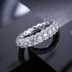 Moissanite <b>Eternity</b> Band <b>Ring</b> 925 Sterling <b>Silver</b> Round Cut Brilliant Stone Wedding Anniversary Jewelry Custom <b>Ring</b> for Women - Product Image 1