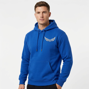 Sudadera con Capucha Azul Rey para Hombre con Logotipo de Alas Estampado en la Parte Delantera, Corte Regular, Informal, de Forro Polar - Product Image 3