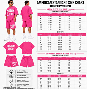 Ensemble T-shirt et short surdimensionné personnalisé avec logo, imprimé floqué, tricoté, décontracté, streetwear, deux pièces, rose pour homme - Product Image 6