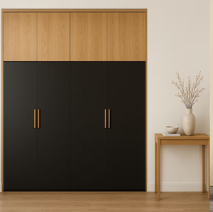 Armoire rustique en bois massif à 2 portes, avec panneaux en verre à treillis carré et tiroirs inférieurs. Disponible à prix de gros. - Product Image 3