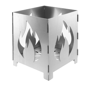 Coated Black Wood Burning Steel Firepit <b>BBQ</b> Grill Spark Screen Cover and Poker for Camping Beach or Backyard Use - Product Image 3