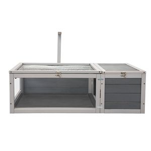 Tartaruga in legno grigio con Top rimovibile e vassoio interno ed esterno Habitat per animali domestici per tartarughe e tartarughe mobili - Product Image 4