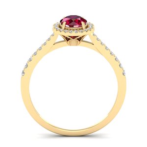 แหวนเพชรทรงกลมประดับทับทิม 0.84 กะรัต ทองคำแท้ 14K ได้รับการรับรองจาก IGI ของ REYES Wholesale พร้อมเพชรรอบวงแหวน ประดับเพชรรอบวงแหวน สำหรับเป็นของขวัญวันเกิด เครื่องประดับชั้นดี - Product Image 4