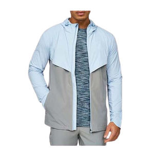 Veste matelassée à capuche pour homme, color-block, imperméable, réversible, coupe-vent, fermeture éclair, style sportif, pour l'hiver, bleu clair - Product Image 2