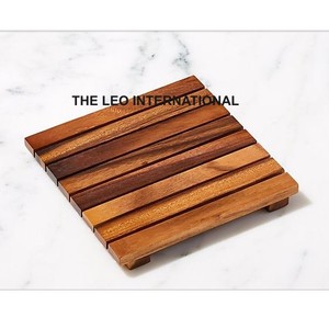 Sous-plats résistants à la chaleur, antidérapants, pour casseroles chaudes, forme ronde, couleur marron naturelle, dessous de plat en bois - Product Image 3