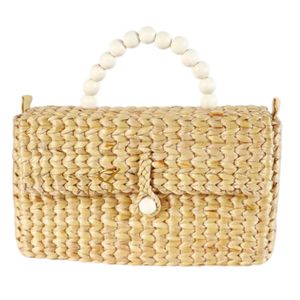 Sac en jacinthe d'eau tissé à la main : Sac à main en paille chic bohème - Product Image 4