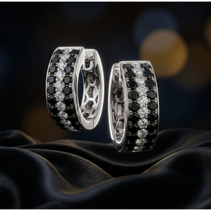 Pendientes de Aro de Oro Blanco Sólido de 18k con Diamantes Negros Naturales KING O KING, Directo de Fábrica en China - Product Image 1