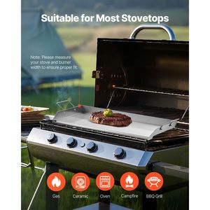 Griglia Rettangolare Portatile in Acciaio Inox 32x16 Pollici, Piastra Universale a Gas per Barbecue e Teppanyaki, Ideale per Campeggio - Product Image 5