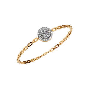 Elegante pulsera de eslabones de diamantes en oro de 14K y 18K, rosa amarilla y blanca con diamantes redondos de laboratorio cortados en Baguette para fiestas de regalos - Product Image 1