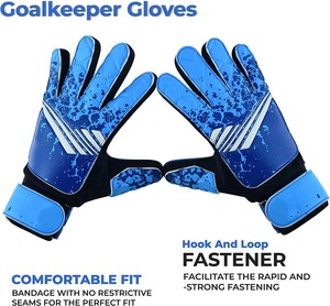 Football Goalkeeper Gloves PU <b>Full</b> Finger Non <b>Slip</b> Breathable Adjustable Wrist Strap Hook Loop Closure Unisex Silicone Printing - Product Image 4