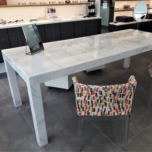 <b>Marble</b> Solid Surface Modern Coffee <b>Table</b> with Water Resistant Polished Finish for Interior Use - Product Image 1